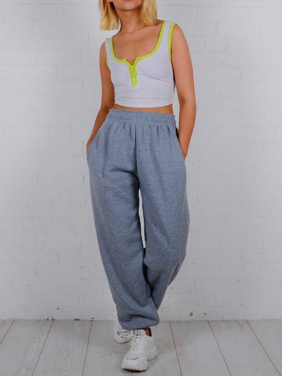 Oversized Fleece Joggers-Grey