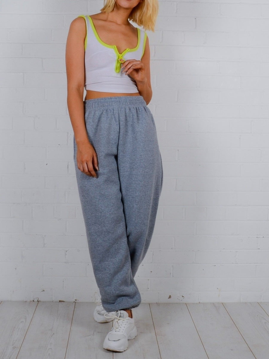 Oversized Fleece Joggers-Grey
