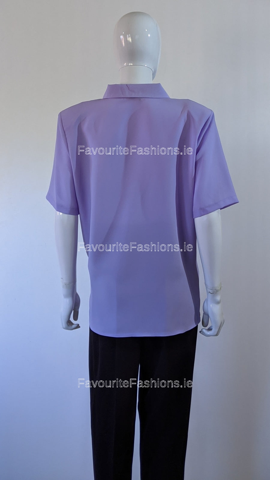 Lavender Collar Button Up Short Sleeve Blouse Top