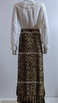 Leopard Print Frill Design Skirt