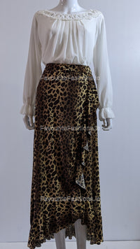 Leopard Print Frill Design Skirt