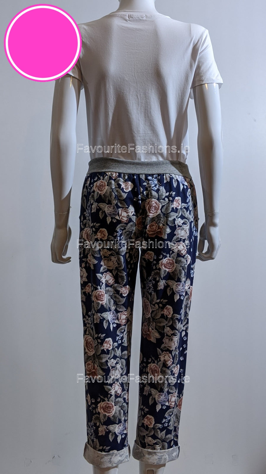 Navy Floral Print Trouser
