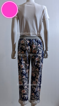 Navy Floral Print Trouser