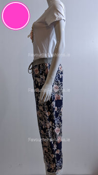 Navy Floral Print Trouser