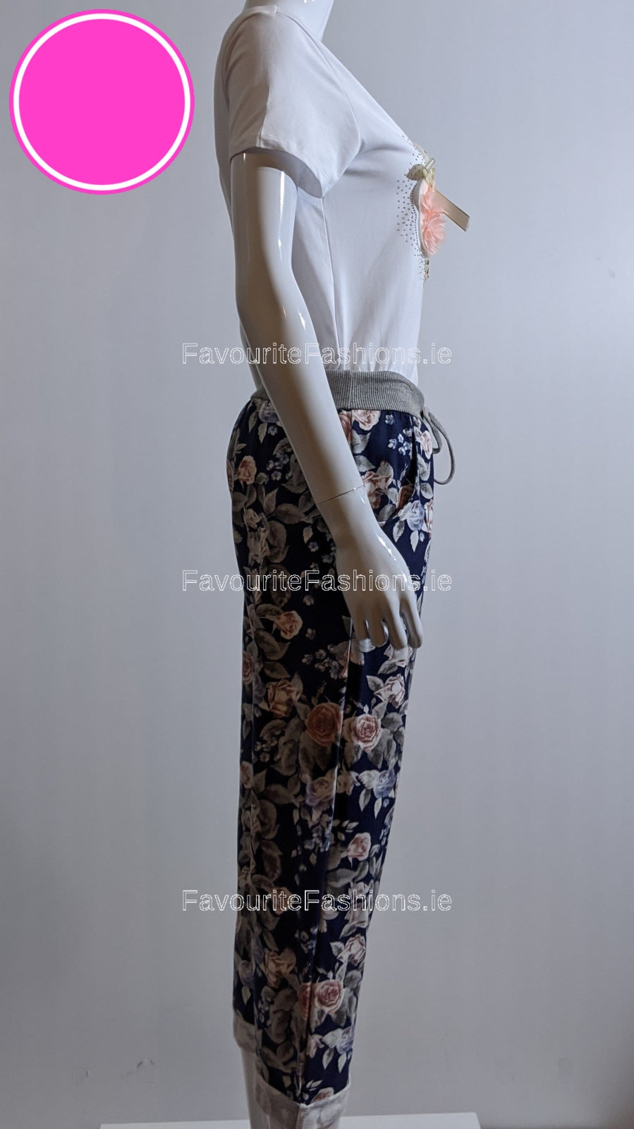 Navy Floral Print Trouser