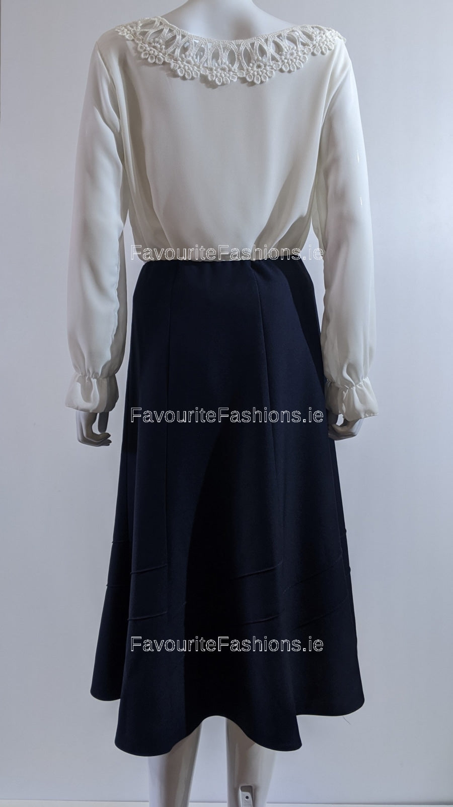 Navy Lined Elasticated A-Line Skirt