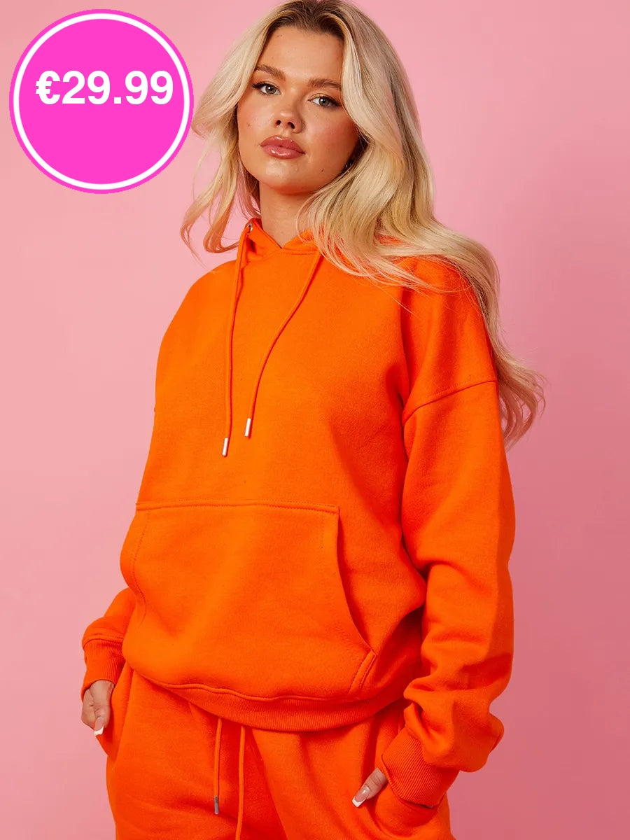 Orange Oversized & Jogger Fleeced Co-Ord Set