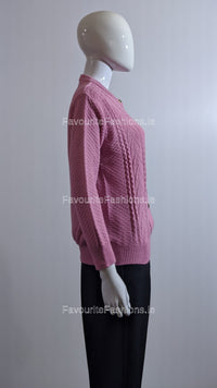 Pink Button Up Design Cardigan