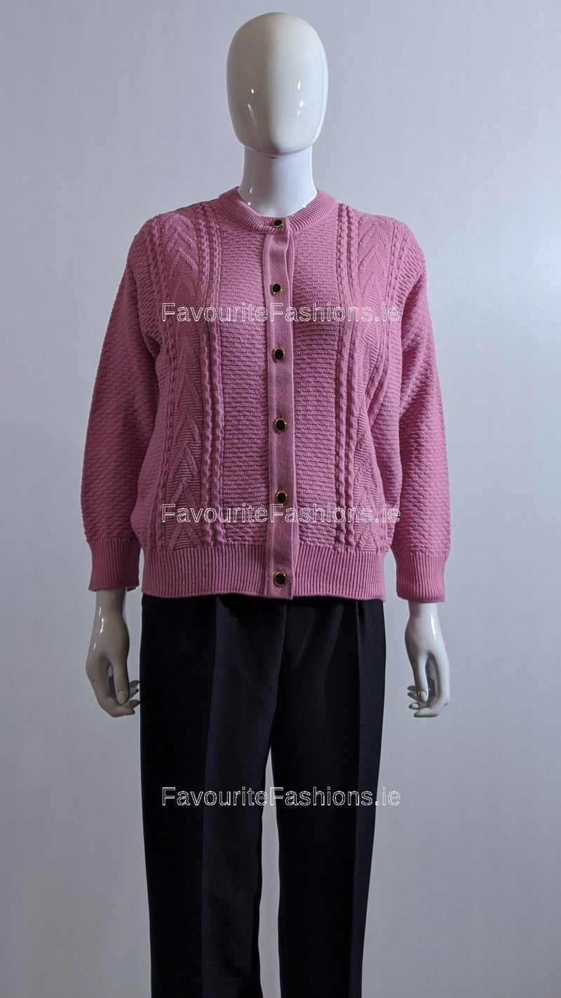 Pink Button Up Design Cardigan