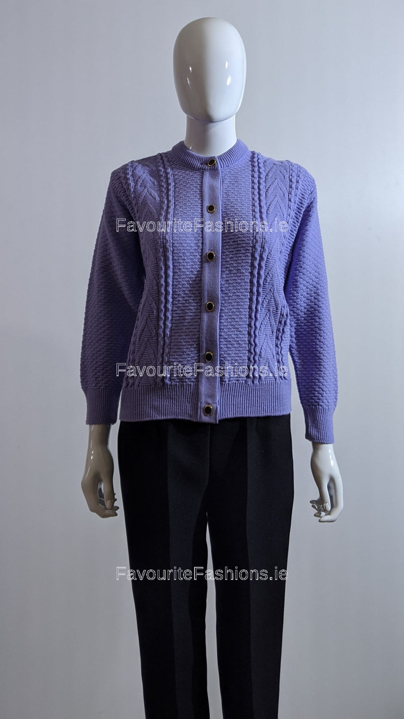 Purple Button Up Design Cardigan