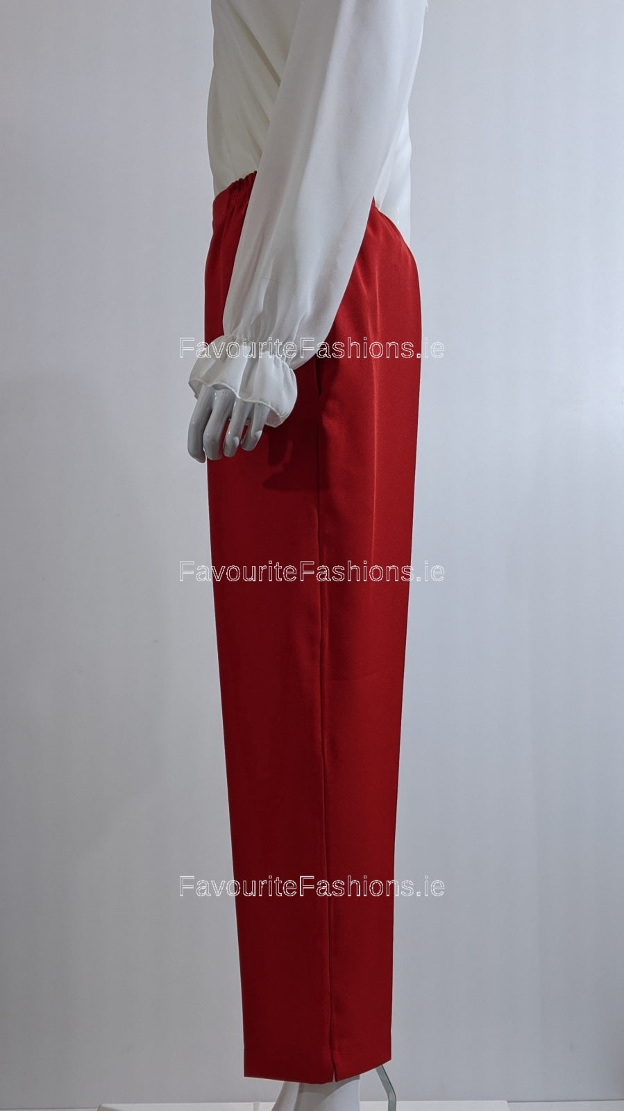 Red Elasticated Waist Pocket Trouser