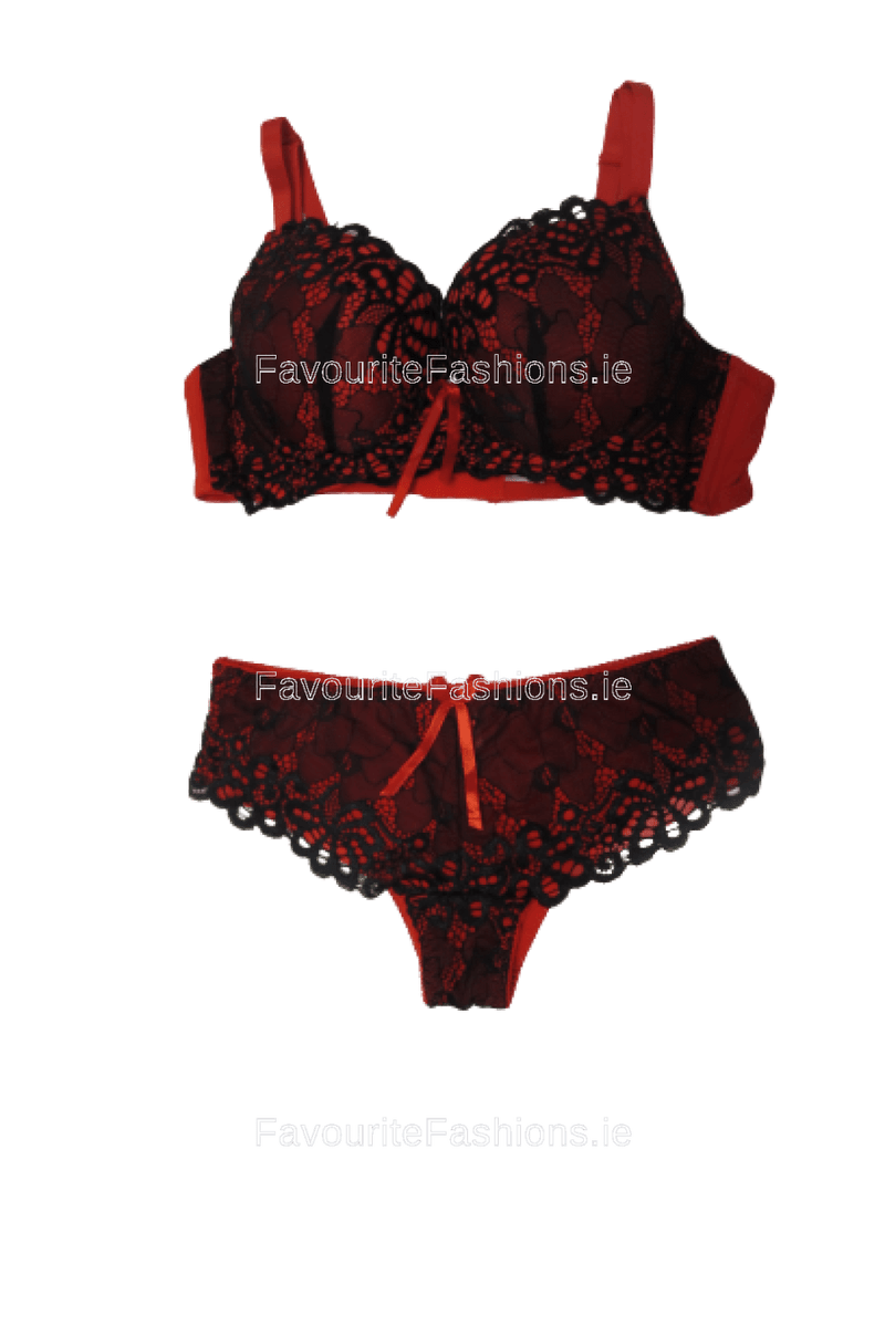 Red Lace Design Lingerie Set