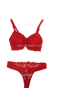 Red Lace Detail Lingerie Set