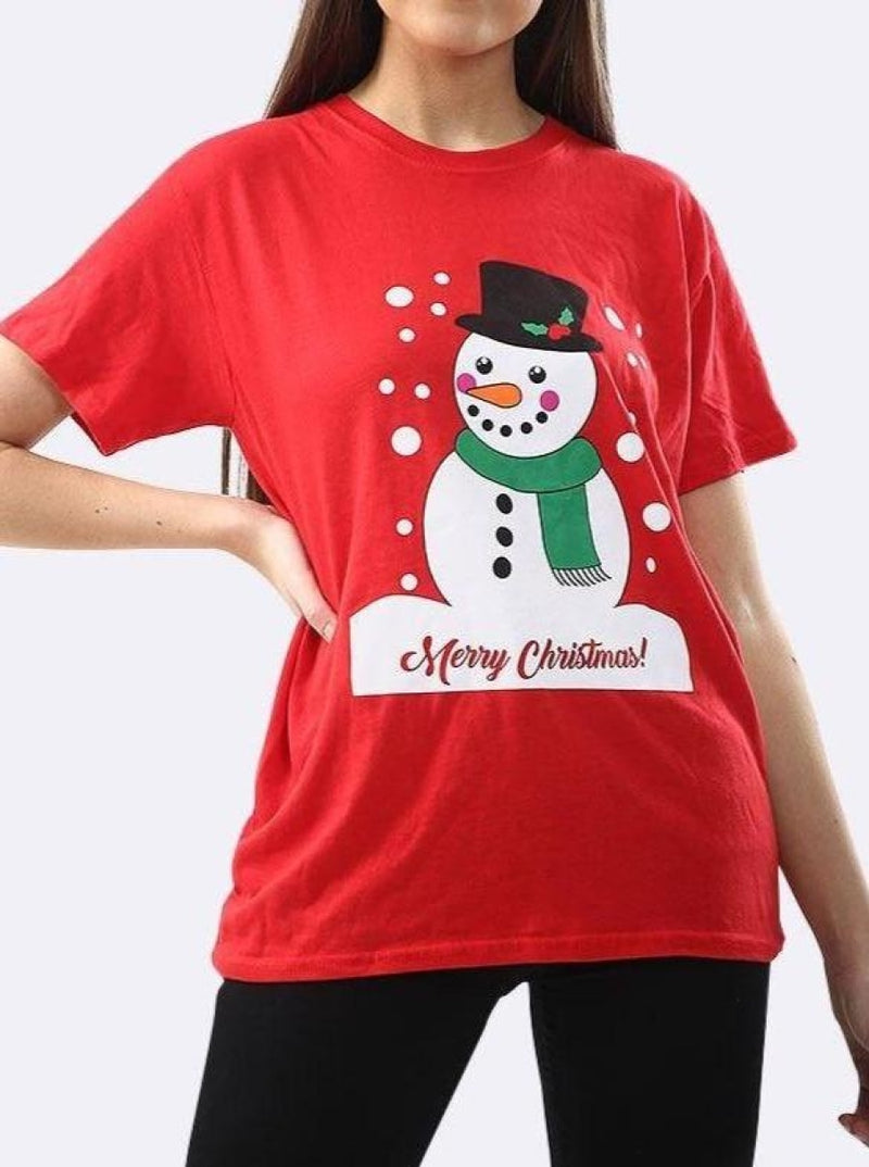 Red Snowman Merry Christmas T-Shirt