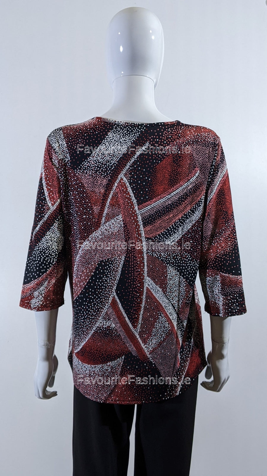 Red Spotted Pattern Round Neck Blouse Top