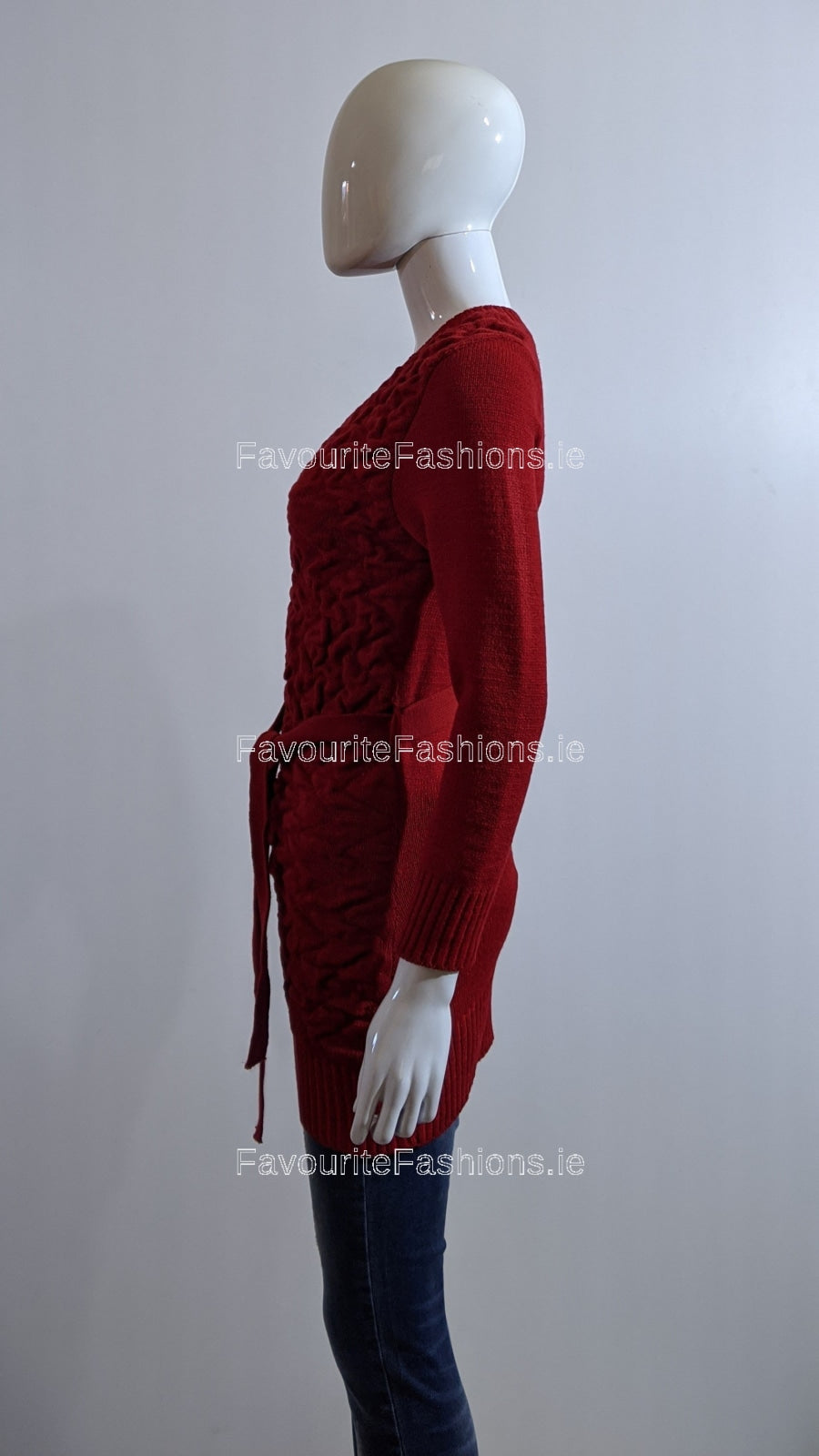 Red Texture Detail Long Jumper FavouriteFashions.ie
