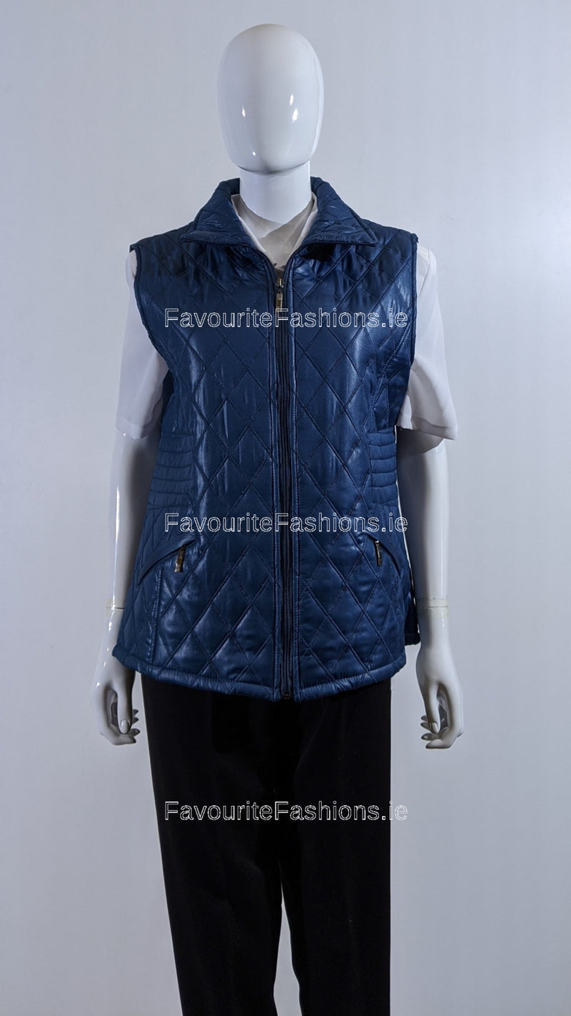 Teal Diamond Quilted Waistcoat with Zipped Pockets