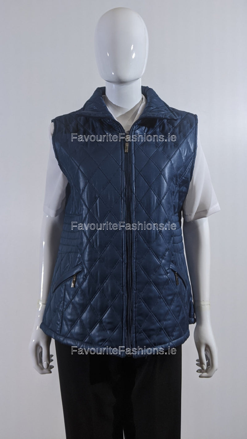 Teal Diamond Quilted Waistcoat with Zipped Pockets
