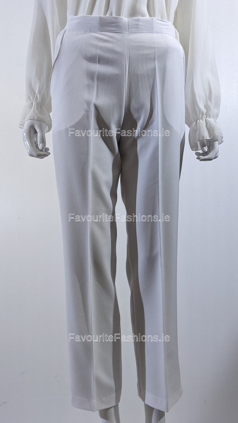 White Comfortable Elasticated Trouser