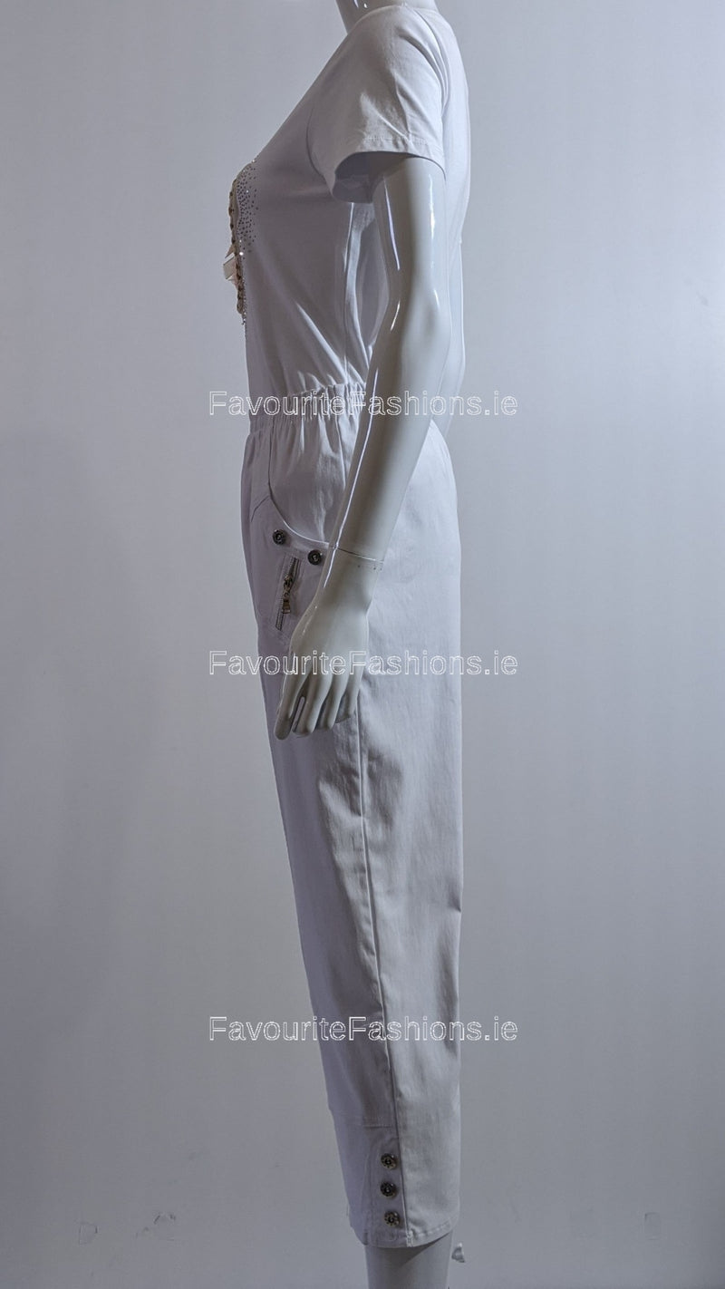 White Cropped Cotton Trouser