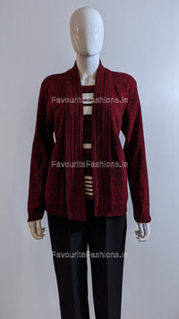 Wine Stripe Twinset Jumper