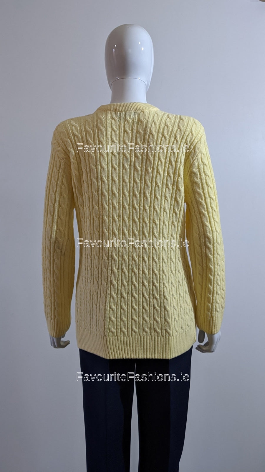 Yellow Round Neck Cable Knit Jumper
