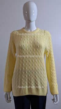 Yellow Round Neck Cable Knit Jumper
